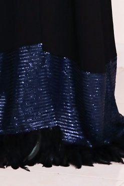 Abaya with feather closeup scaled 1 Abaya with Blue Sequence and Feathers