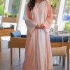 Peach & White Abaya