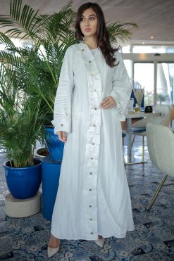 White Pleated Abaya 7 MOICR004 3 White Pleated Abaya