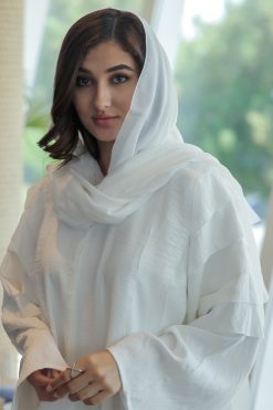 MOICR005 3 White Frills Abaya
