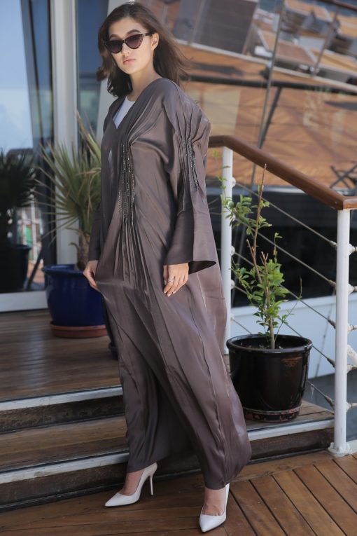 Pleated Brown Abaya
