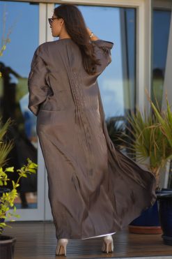 عباية بنية مطوية 8 MOICR006 4 Pleated Brown Abaya
