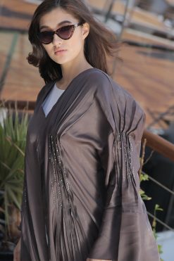 عباية بنية مطوية 9 Pleated Brown Abaya
