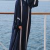 Navy Abaya with  Embroidery Strips