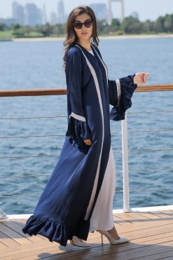 MOICR007 4 Navy Abaya with Embroidery Strips