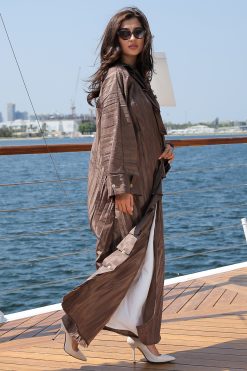 MOICR009 3 Brown Pleated Abaya