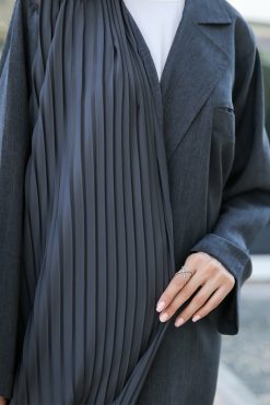MOICR012 3 Grey Abaya with Pleats