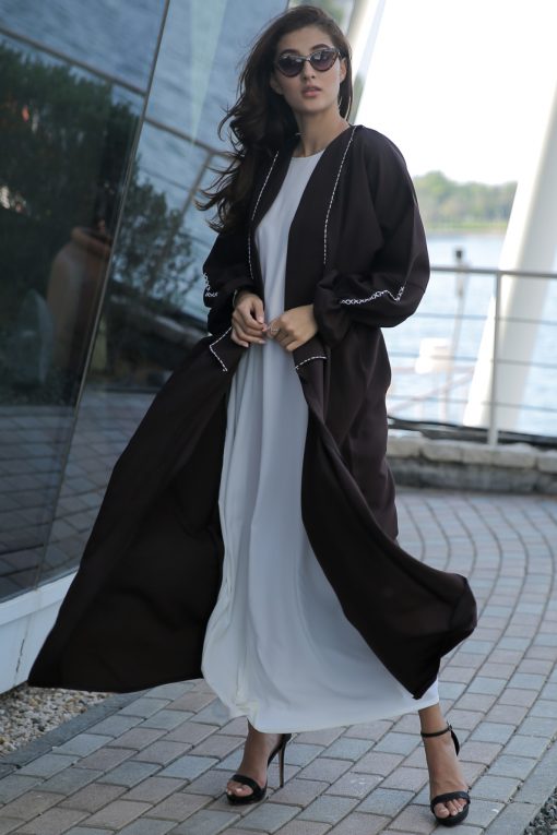 Brown Abaya with Thread