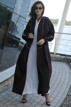 MOICR015 3 Brown Abaya with Thread