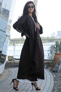 MOICR015 4 Brown Abaya with Thread