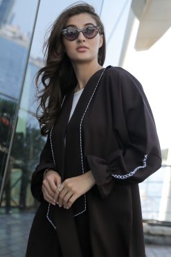 Brown Abaya with Thread