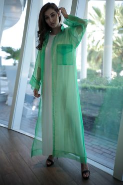 Green Organza Bisht