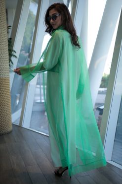 MOICR017 4 Green Organza Bisht