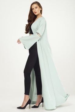 CrissCross Articulated Sleeves Cape - Green