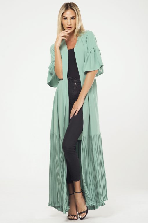 Green Pleated Bottom Cape
