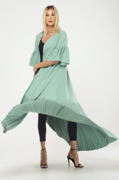 Green Pleated Bottom Cape