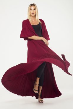 Maroon Pleated Bottom Cape