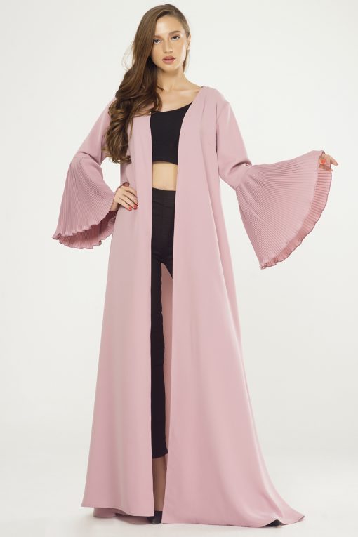Pink Pleated Sleeves Cape