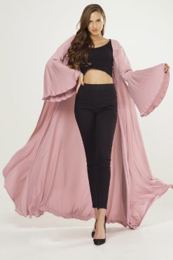 Pink Pleated Sleeves Cape