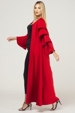 RED Ruffled Sleeves Cape Online