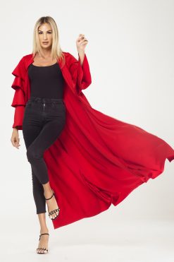 RED Ruffled Sleeves Cape