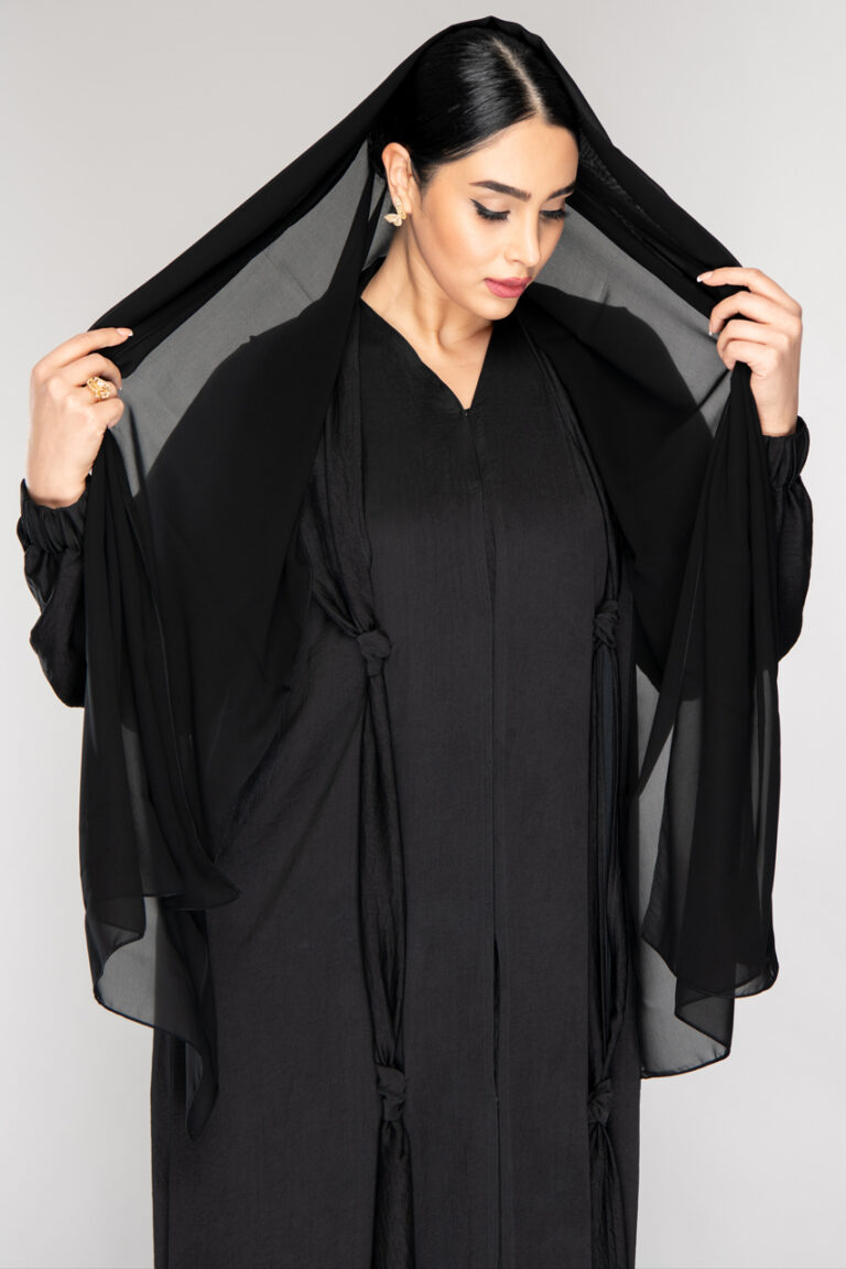 Modern Silk Black Abaya - Heracloset Online
