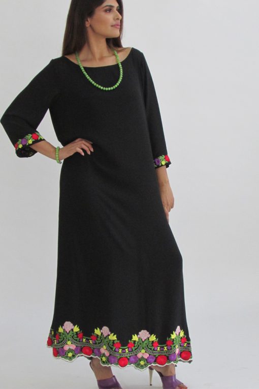 Black Floral Jalabiya