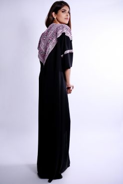 LS117 2 White And Pink Embroidered Abaya