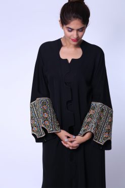 Crepe Embroidered Black Abaya