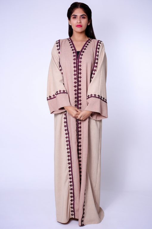 Embroidered Beige Abaya