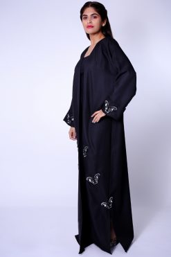 Butterfly Black And Silver Abaya