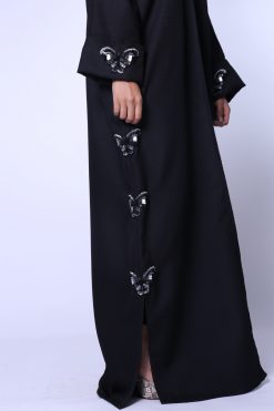 Butterfly Black And Silver Abaya