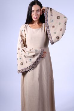 LS343 3 Embroidered Beige Jalabiya
