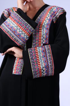 Colorful Embroidered Black Abaya
