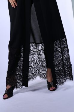 LS458 3 Crepe And Dantel Abaya