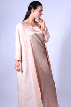 LS493 2 Peach Abaya with Dress