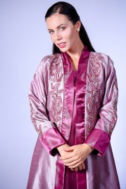 LS537 3 Dusty Pink Silk Abaya