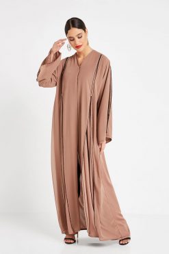 Brown Beads Embellished Abaya