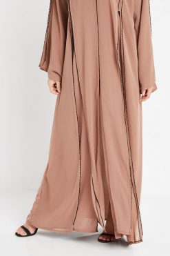 Brown Beads Embellished Abaya