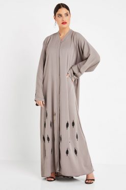 Grey Beads Embellished Abaya
