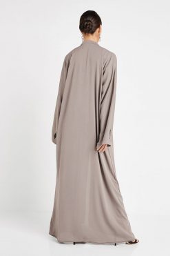bsi3120 8 2 Grey Beads Embellished Abaya