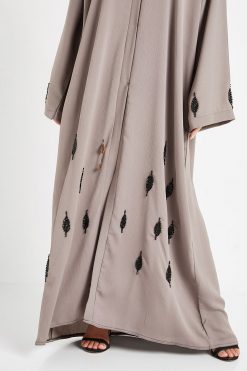 Grey Beads Embellished Abaya
