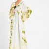 White And Green Self-print Abaya