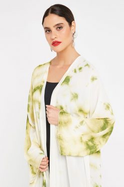 bsi3137 A 3 White And Green Self-print Abaya