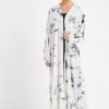 Blue And White Self print Abaya