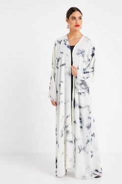 Blue And White Self print Abaya