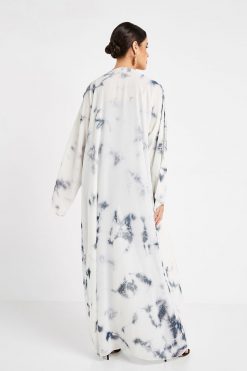 bsi3143 A 2 Blue And White Self print Abaya