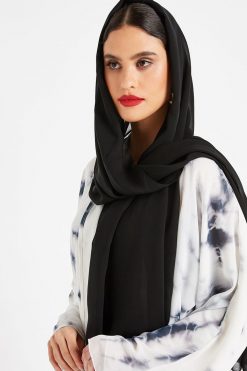Blue And White Self print Abaya