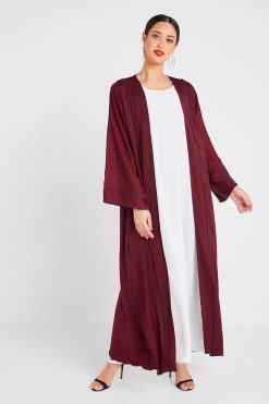 Maroon Plain Bisht Abaya