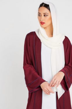 Maroon Plain Bisht Abaya